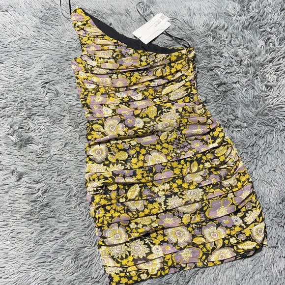 💐💐ZARA Floral Ruched One Shoulder Mini Dress💐💐 - Picture 10 of 11